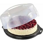 Gugelhupf weiß/transparent rund Relaxdays Kuchenbox Muffin Transportbox HxD 15,5 x 28,5cm Henkel Kuchen & Torten