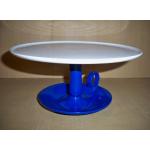 Kuchenplatte Servierplatte auf Fuß mit Griff blau-weiß Impressionen tableware