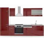 Küche R-Line 300cm Küchenzeile Küchenblock Einbau Rot Bordeaux Hochglanz - Vicco