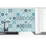 Türkise Bilder-Welten Küchenrückwände aus Glas selbstklebend Breite 250-300cm, Höhe 0-50cm, Tiefe 0-50cm 