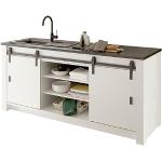 Weiße Industrial Nachhaltige Küchenunterschränke aus MDF mit Arbeitsplatte Breite 50-100cm, Höhe 200-250cm, Tiefe 50-100cm 