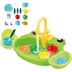 Küchenspüle Spielzeug Set mit Wasserkreislauf, Kinder-Simulations-Spülbecken mit Obst & Geschirr Spielzeug Elektrisches Zyklussystem für fließendes Wasser, Geschenk für Mädchen und Jungen
