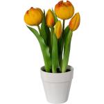 Künstliche gefüllte Tulpen im Keramiktopf 26 cm in versch. Farben, Farbe:orange
