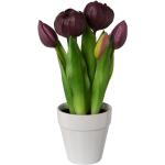 Künstliche gefüllte Tulpen im Keramiktopf 26 cm in versch. Farben, Farbe:purple