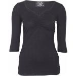 Schwarze Pin Up 3/4-ärmelige Küstenluder Ruffle V-Ausschnitt V-Shirts für Damen 