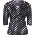 Schwarze Gepunktete Rockabilly Küstenluder V-Ausschnitt V-Shirts für Damen 