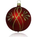 Lauschaer Glas Christbaumkugeln rot matt mit Ranken 4 Stück d 7cm Christbaumschmuck Weihnachtsbaumschmuck mundgeblasen,handdekoriert