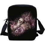 Rosa Blumenmuster Gothic Totenkopf Handtaschen für Damen mini 
