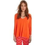Reduzierte Orange Elegante 3/4-ärmelige V-Ausschnitt Kaschmir-Pullover aus Wolle für Damen Größe L 
