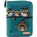 kukubird Owl Family Tree House Pattern Medium Damen Geldbörse Clutch Wallet, 1 blau,