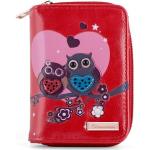 kukubird 37D Owl Couple In Love Pattern Large Medium Purse Clutch Wallet - RED