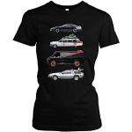 Kult Cars Damen Girlie T-Shirt | Knight Rider Shirt Damen - A-Team Van - zurück in die Zukunft t-Shirt Delorean - mad max Interceptor (Schwarz M2, XXL)