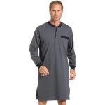 Graue Unifarbene Langärmelige KUMPF Bio Herrennachthemden mit Knopf aus Baumwolle Größe XXL 