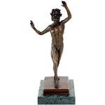 Kunst & Ambiente - Fauno Danzante aus Pompeji - Tanzender Faun in Bronze - signiert Milo - Mythologische Statue auf Marmorsockel - Höhe: 28 cm - Casa del Fauno Figur