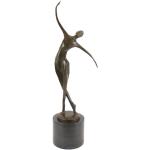 Kunst & Ambiente - Moderne Bronzefigur - Abstrakte Tänzerin auf schwarzem Marmor - signiert von Milo - Tänzer Skulptur