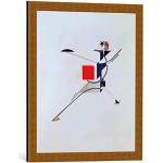 kunst für alle Bild mit Bilder-Rahmen: EL Lissitzky Figurine Lissitzky - dekorativer Kunstdruck, hochwertig gerahmt, 50x60 cm, Kupfer gebürstet