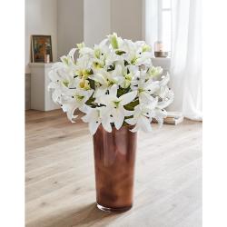 Kunstblumen Bouquet Lilien, 12 St., weiß