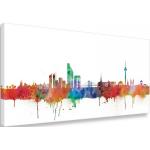 Nachhaltige Kunstdrucke mit Skyline-Motiv aus Holz Querformat 80x160 