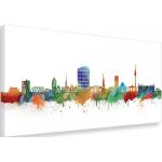 Nachhaltige Leinwanddrucke mit Skyline-Motiv aus Holz handgemacht 80x160 