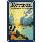 Kunstdruck, Motiv Pacifica Island Art Norway,The Land of The Midnight Sun,Vintage World Travel Poster von Ben Blessum c.1930er,Fine Art Print 8x12 in Tin Sign mehrfarbig