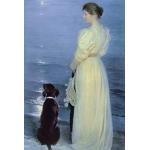 Moderne Kunst für Alle Peter Severin Krøyer Digitaldrucke mit Hundemotiv matt aus Glas Querformat 60x40 