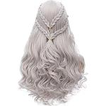 Kunsthaar Daenerys Targaryen Perücken Silber Lange geflochtene Kostüm Cosplay Queen Lolita Perücke für Frauen