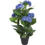 Blaue vidaXL Runde Künstliche Hortensien aus Kunststoff im Topf 