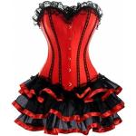 KUOSE Moulin Rouge Gothic Corsagenkleid Korsett Spitenrock Übergrößen S-6XL, Rot, EUR(46-48)5XL