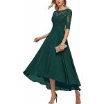 Grüne Halblangärmelige U-Ausschnitt Ballkleider aus Chiffon für Damen Größe M für Hochzeitsgäste 