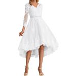 Weiße Vintage Jaeden V-Ausschnitt Standesamtkleider aus Tüll für Damen Größe XS für die Braut 