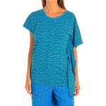 Blaue Langärmelige Zumba Fitness Rundhals-Ausschnitt T-Shirts für Damen 