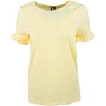 Gelbe Langärmelige Vero Moda Kate Moss T-Shirts mit Rüschen für Damen 