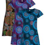 Petrolfarbene Kurzärmelige Sommerkleider mit Mandala-Motiv für Damen Größe XXL für den für den Sommer 