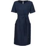 Mitternachtsblaue Waschbär Nachhaltige Leinenkleider mit Knopf aus Leinen für Damen Größe L 