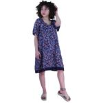 Dunkelblaue Blumenmuster Oversize Kurzärmelige Mini Minikleider & kurze Kleider für Damen Größe XL für den für den Herbst 