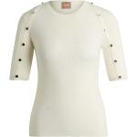 Weiße Kurzärmelige HUGO BOSS BOSS Wollpullover aus Wolle für Damen Größe XL 