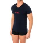Graue Kurzärmelige Armani Emporio Armani V-Ausschnitt T-Shirts aus Baumwolle für Herren 