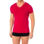 Rosa Kurzärmelige Armani Emporio Armani V-Ausschnitt T-Shirts aus Baumwolle für Herren 
