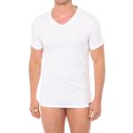 Weiße Langärmelige Diesel V-Ausschnitt T-Shirts aus Baumwolle für Damen 