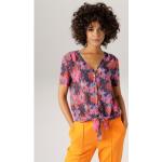 Pinke Casual Kurzärmelige ANISTON V-Ausschnitt Tunika-Blusen durchsichtig für Damen Übergrößen 