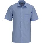 Hellblaue Elegante Kurzärmelige Marvelis Kentkragen Hemden mit Kent-Kragen aus Baumwolle für Herren 