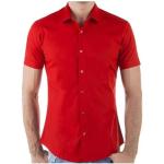 Reduzierte Rote Unifarbene Kurzärmelige Cipo & Baxx Redbridge Kentkragen Hemden mit Kent-Kragen mit Knopf aus Baumwollmischung für Herren Größe 4 XL 
