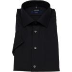 Schwarze Kurzärmelige Seidensticker Nachhaltige Kentkragen Hemden mit Kent-Kragen aus Baumwolle für Herren 