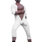 Weiße Gestreifte Baggy-Shorts mit Reißverschluss aus Cord für Herren Übergrößen für den für den Sommer 