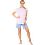 Rosa Gestreifte Damenschlafanzüge & Damenpyjamas aus Baumwolle Größe S für den für den Sommer 