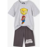 Graue Unifarbene Super Mario Kurze Kinderschlafanzüge aus Baumwolle für Jungen Größe 128 