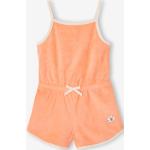 Peachfarbene Bestickte Kinderplaysuits & Kurze Overalls für Kinder aus Frottee für Mädchen Größe 98 für den für den Sommer 