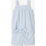 Blaue Gestreifte Vertbaudet Kurze Kinderschlafanzüge aus Baumwolle für Mädchen Größe 98 