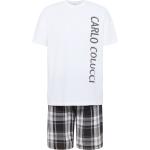 Weiße Karo Carlo Colucci Pyjamas kurz aus Baumwolle für Herren Größe S 