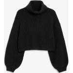 Schwarze Oversize Monki Rollkragen Grobstrickpullover aus Wolle für Damen Größe XXS 